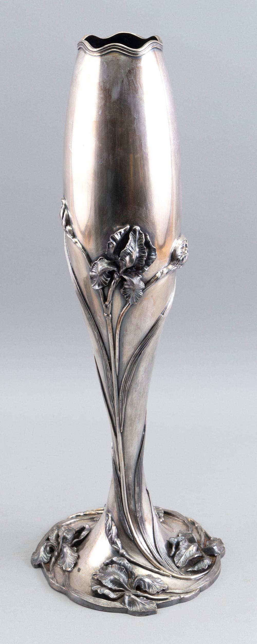 Appraisal: SILVER PLATED JAPANESE-STYLE VASE LATE TH CENTURY HEIGHT SILVER PLATED