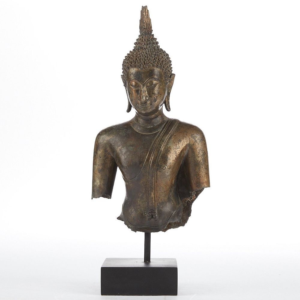 Appraisal: th c Thai Bronze Silver Buddha w Stand th c