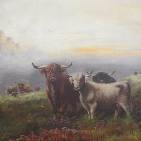 Appraisal: W J Crampton oil Scottish highlandcattle image area x on