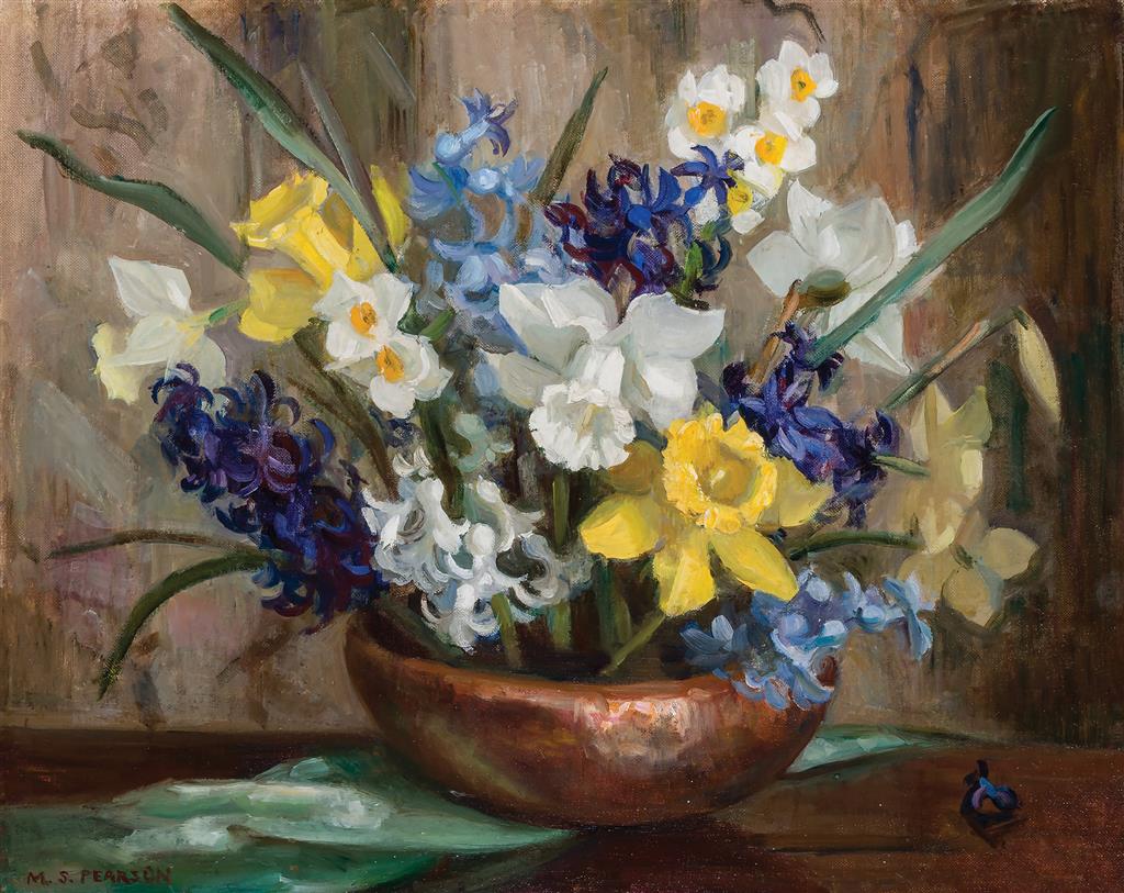 Appraisal: MARGUERITE STUBER PEARSON American - Daffodils and Hyacinths oil on