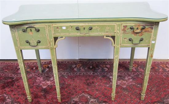 Appraisal: TH C ENGLISH WRITING TABLE Green and cream floral paint