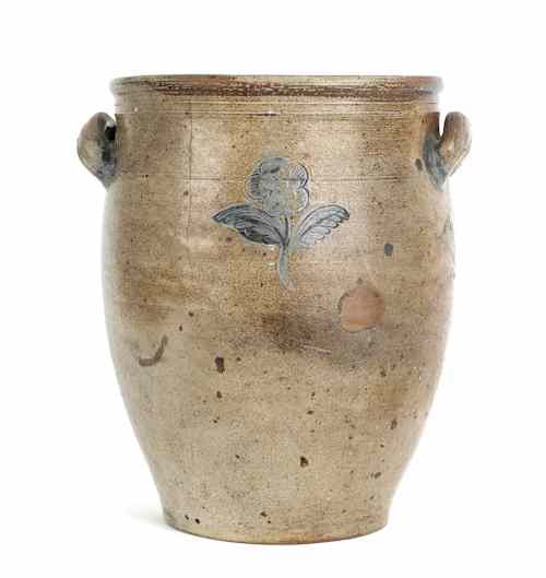 Appraisal: Stoneware crock early th c probably New York with incised