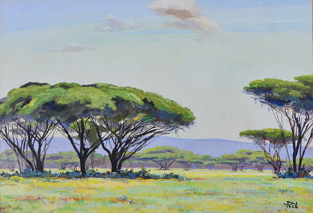 Appraisal: TH CENTURY SCHOOLLandscape with trees possibly South Africa signed with