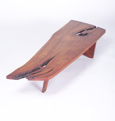 Appraisal: GEORGE NAKASHIMA Fine cherry Slab coffee table its freeform top