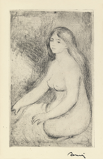 Appraisal: PIERRE-AUGUSTE RENOIR Baigneuse assise Soft-ground etching printed in black on