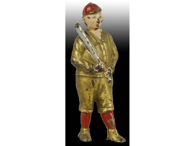 Appraisal: Cast Iron Baseball Player Still Bank Description Made by AC