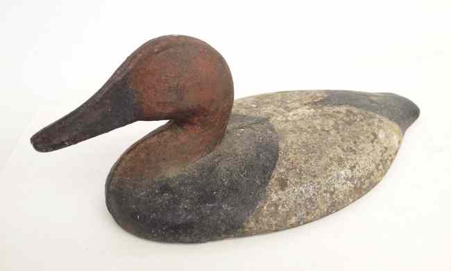 Appraisal: Cast iron wing duck ''Red Head'' painted decoy '' Length