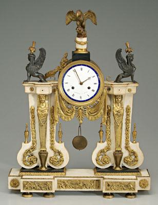 Appraisal: Ormolu mounted Empire clock marble with extensive Egyptianate ormolu mounts