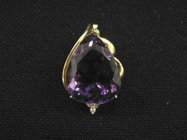 Appraisal: Amethyst Diamond Pendant carat deep rich pear shaped gem with