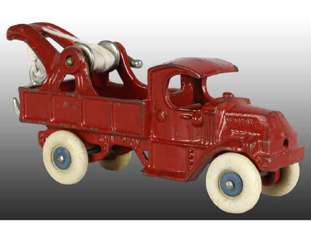 Appraisal: Cast Iron Red Champion Mack Wrecker Truck Toy Description White