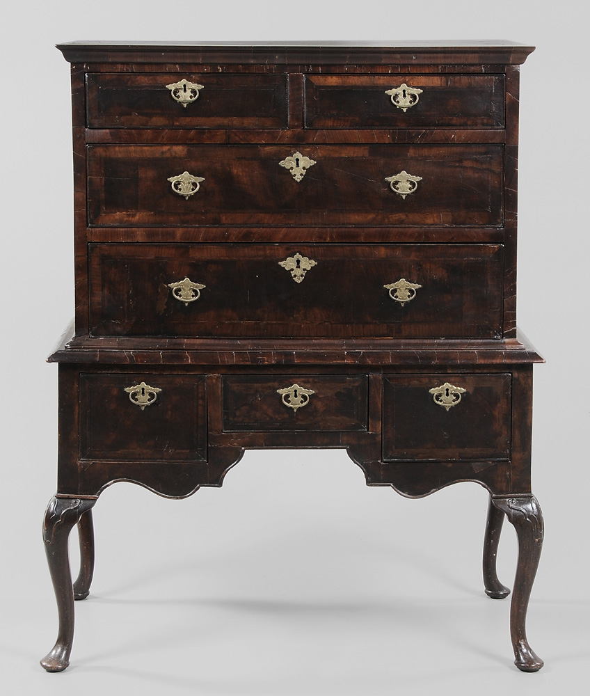 Appraisal: Queen Anne Rosewood-Veneered High Chest British th century - x