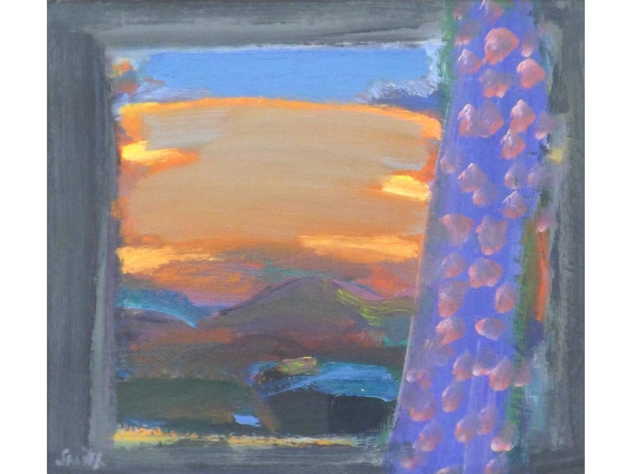 Appraisal: Ronald F Smith born Scottish - 'Bedroom Window Sunset' signed