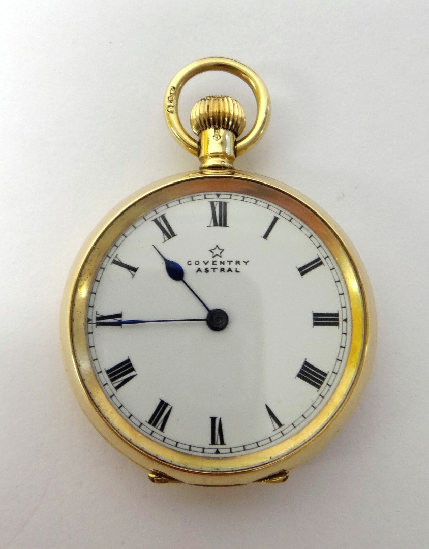 Appraisal: A lady's ct gold cased keyless wind openfaced fob watch