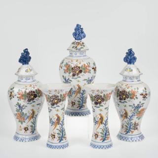 Appraisal: Dutch Delft th th c incl covered jars and spill