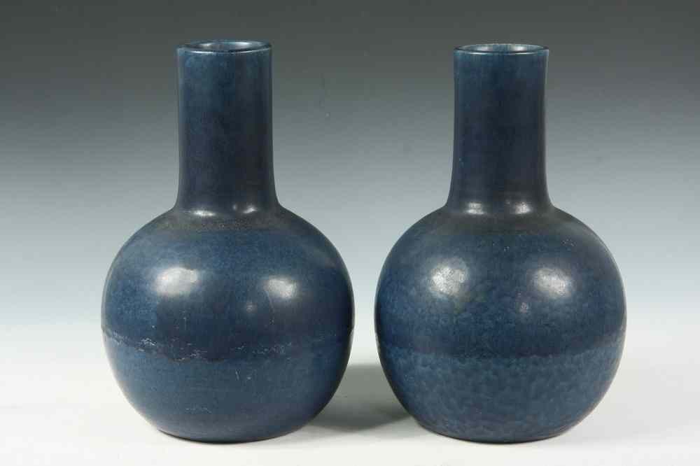 Appraisal: PAIR HOLBAEK VASES - Pair Danish Holbaek Bottle-form Vases ca