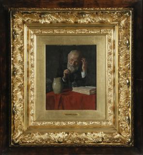 Appraisal: LOUIS HENRY CHARLES MOELLER NY - Elderly Gent with Book