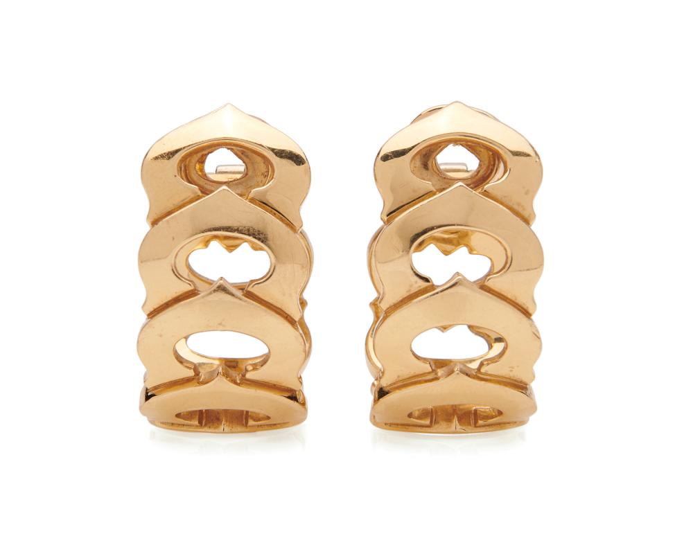 Appraisal: CARTIER K Gold 'C de Cartier' Earclips the polished gold