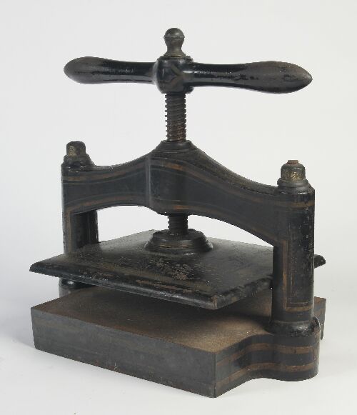 Appraisal: A Victorian painted cast iron book press of typical form