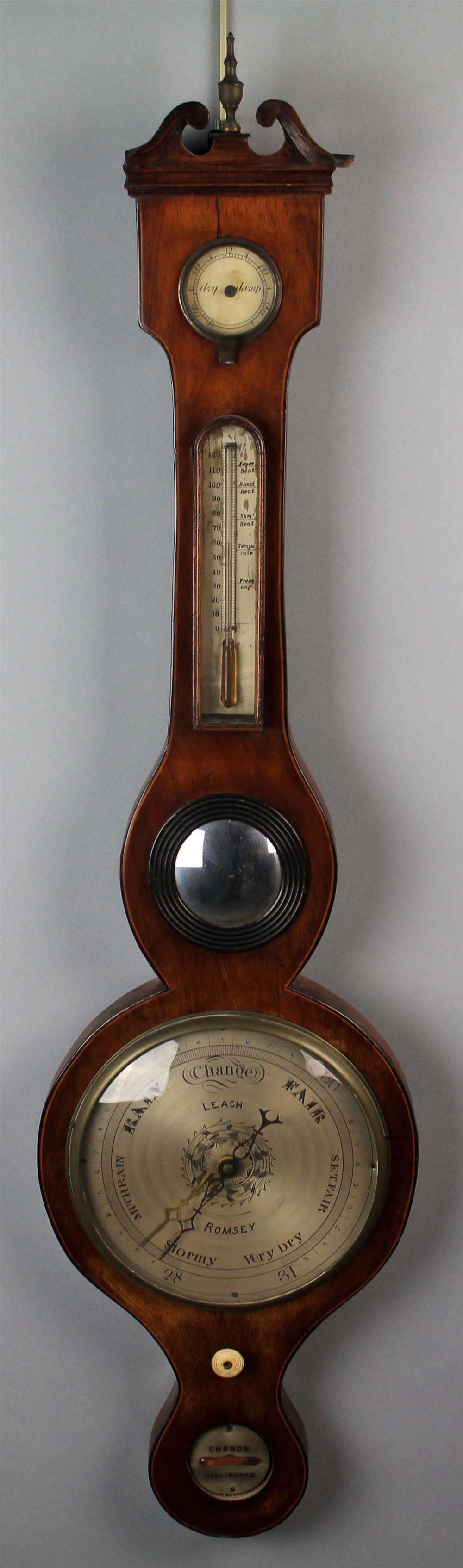 Appraisal: GEORGE III MAHOGANY CASED JOHN LEACH OF ROMSEY WHEEL BAROMETER