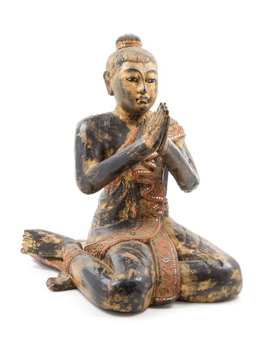 Appraisal: Sale Lot A Burmese Lacquered Figure of a Seated Monk