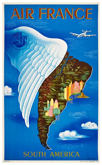 Appraisal: LUCIEN BOUCHER - AIR FRANCE SOUTH AMERICA x inches x