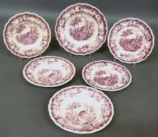 Appraisal: - Six pieces of purple Staffordshire Richard Jordan New Jersey