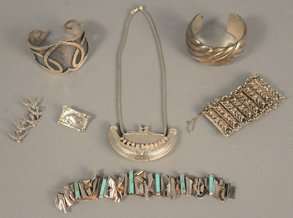 Appraisal: Group of sterling jewelry to include Georg Jensen pin four