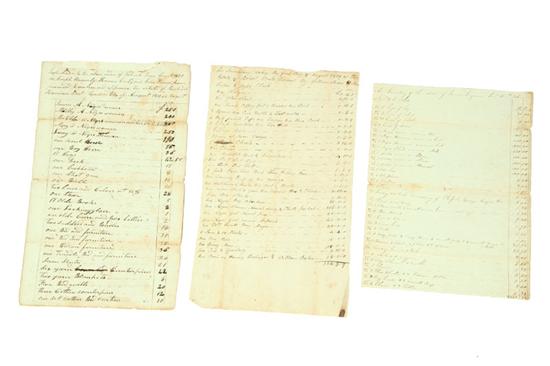 Appraisal: THREE PROBATE INVENTORIES THAT INCLUDE SLAVES All ink on paper