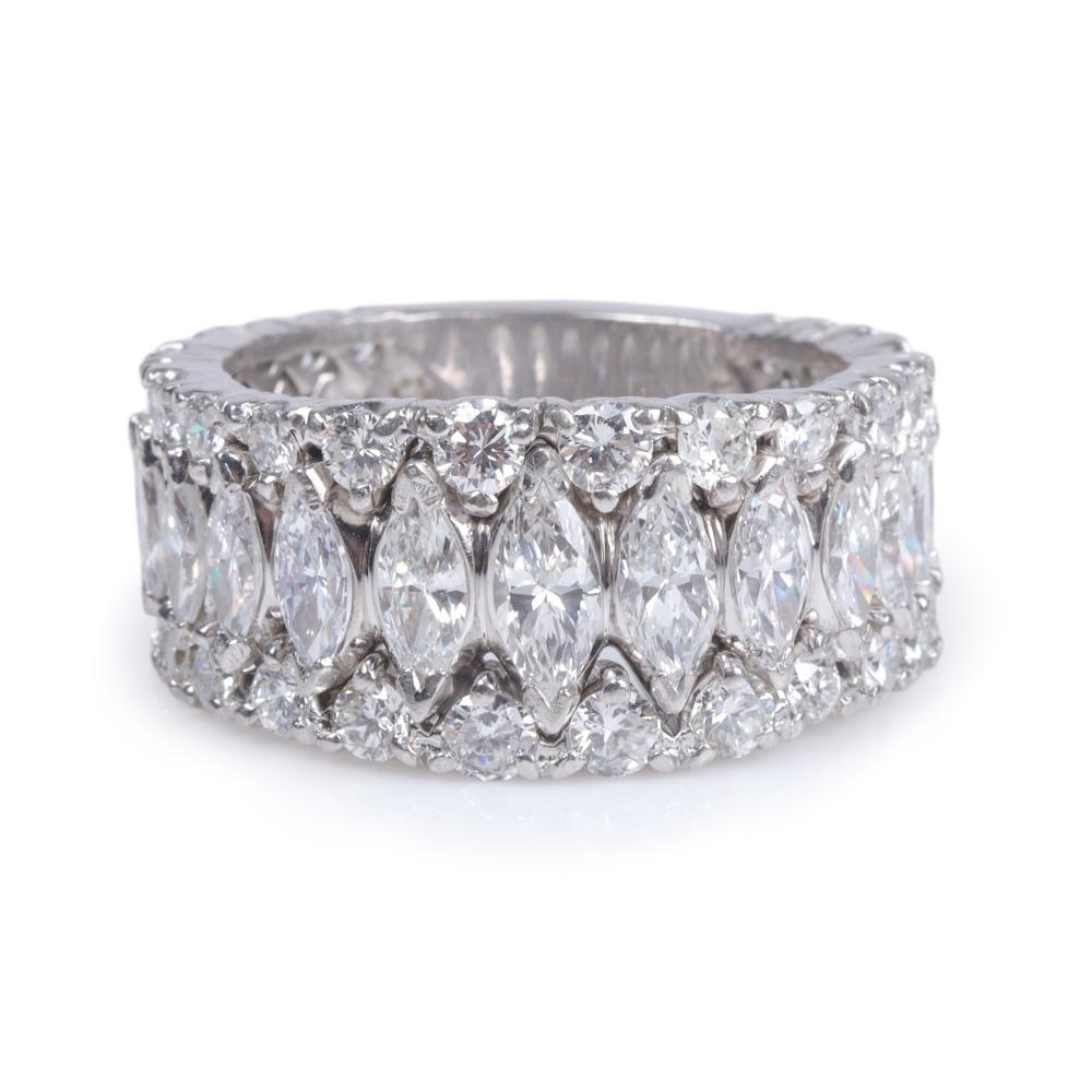 Appraisal: Estate Platinum unmarked diamond ring band containing marquise and round