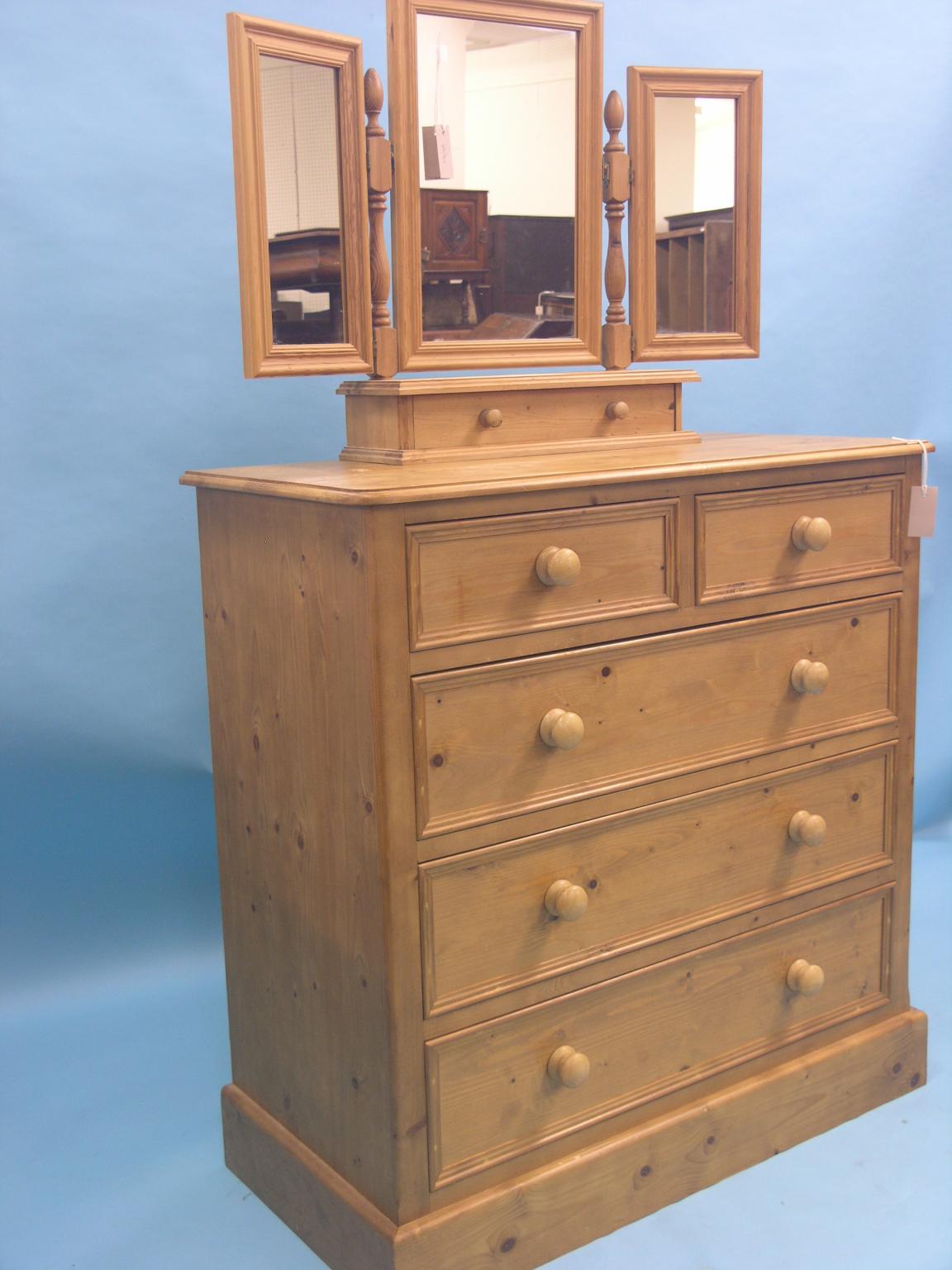 Appraisal: A Victorian-style solid waxed pine chest two short and three