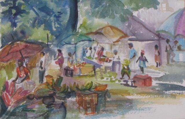 Appraisal: B Warner x Watercolor signed lower left ''Market Fort De