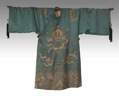 Appraisal: An Antique Chinese Mandarin Coat Light blue silk satin robe