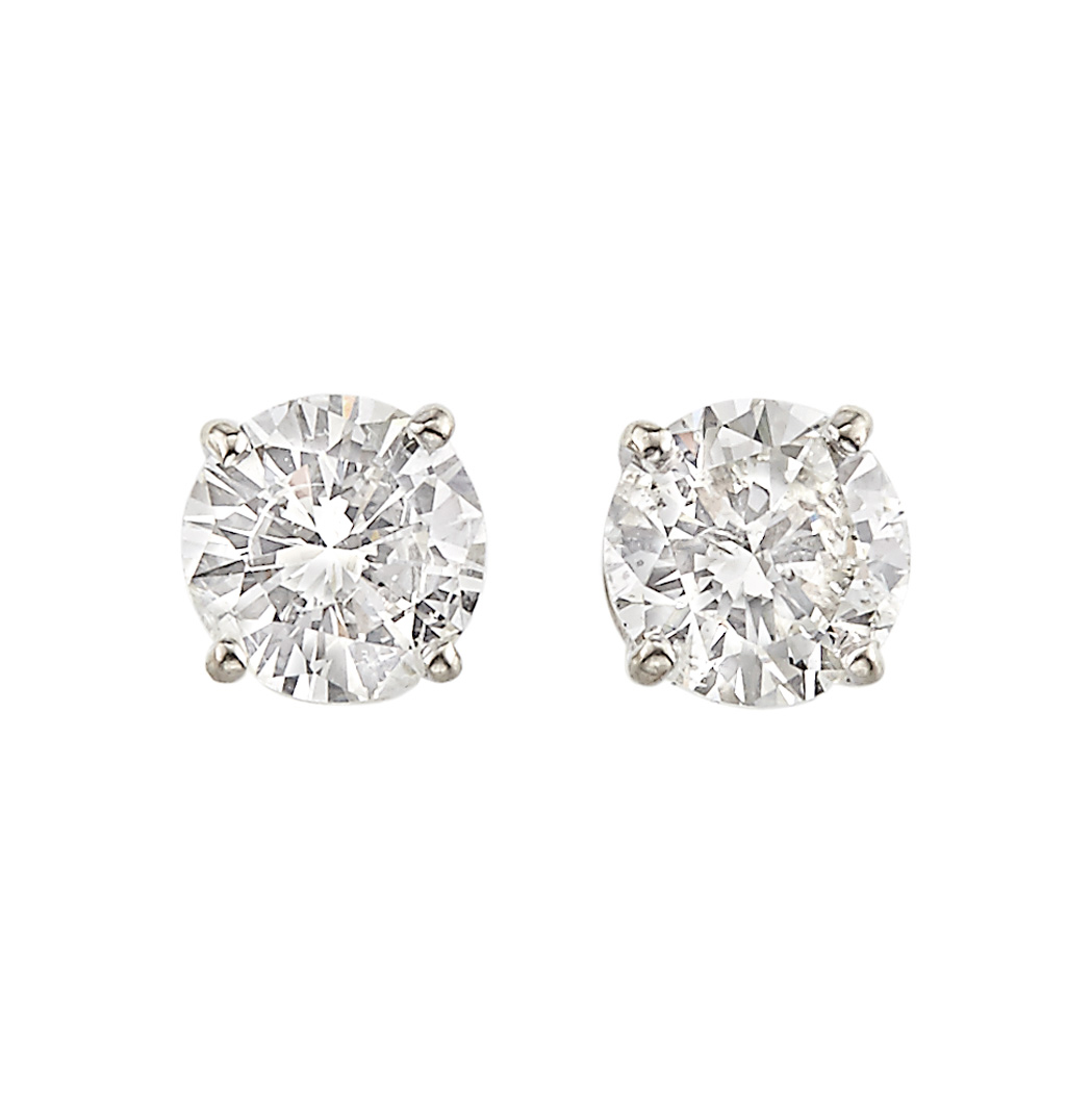 Appraisal: Pair of White Gold and Diamond Stud Earrings round diamonds