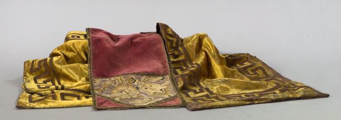 Appraisal: Group of Three Victorian Velvet and Threads-of-Gold Embroidery Table Runners