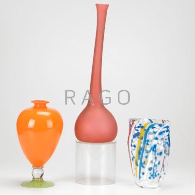 Appraisal: CONTEMPORARY GLASS Three pieces Frosted vase by Michael Anchin Veronese