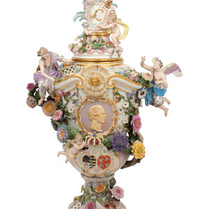 Appraisal: A Rare and Large Meissen Porcelain Covered Urn After the