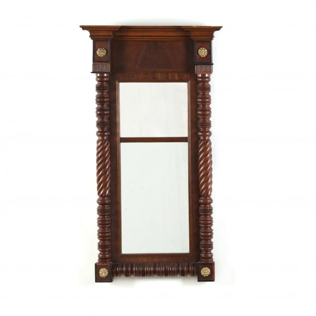 Appraisal: AMERICAN FEDERAL MAHOGANY DOUBLE PLATE MIRROR th century rectangular mirrors