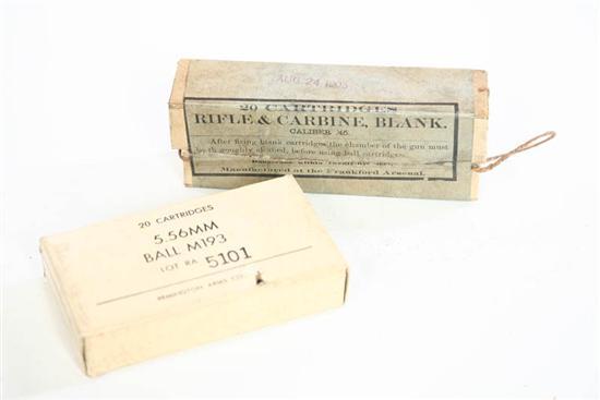 Appraisal: TWO BOXES OF AMMUNITION Twenty rifle and carbine blanks by