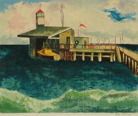 Appraisal: Alan Sumner - RAAF Pier at Point Cook coloured screenprint