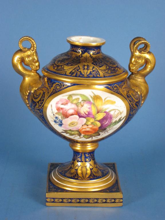 Appraisal: A Derby two handled Vase with reserve of flowers and