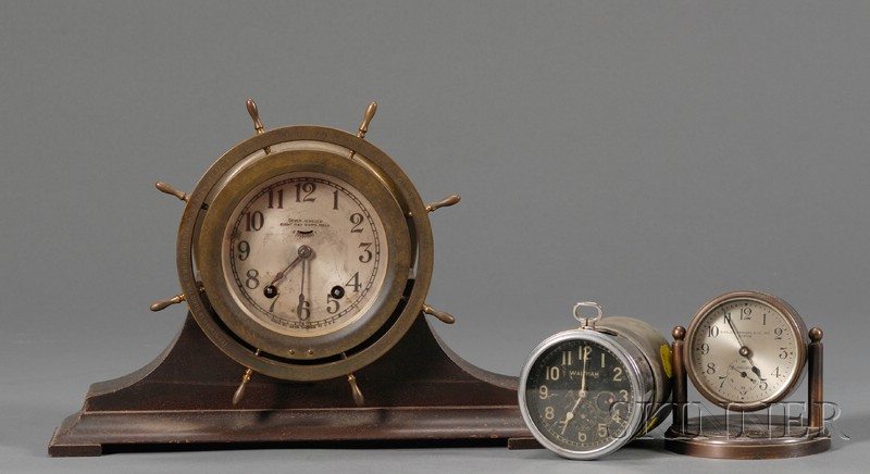 Appraisal: Three Clocks by Chelsea Waltham and Seth Thomas the brass