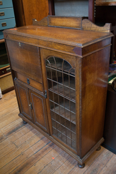 Appraisal: JACOBEAN STYLE LEADLIGHT BOOKCASE SECRETAIRE