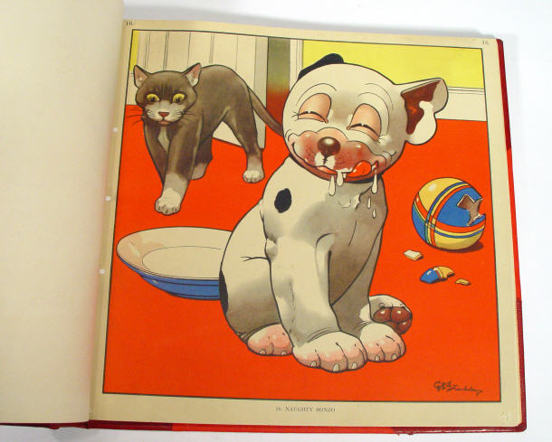 Appraisal: Leather bound picture book including scenes of Mickey Mouse Bonzo