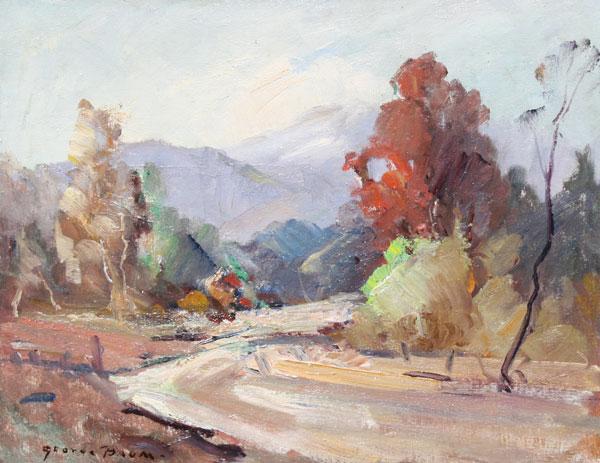 Appraisal: BAUM George American - Indiana Autumnal Landscape OIL Canvasboard ''