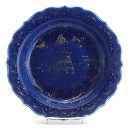 Appraisal: Chinese gilt decorated blue glaze porcelain dish th century