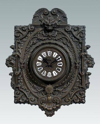 Appraisal: French brass wall clock relief decorated brass with stag and