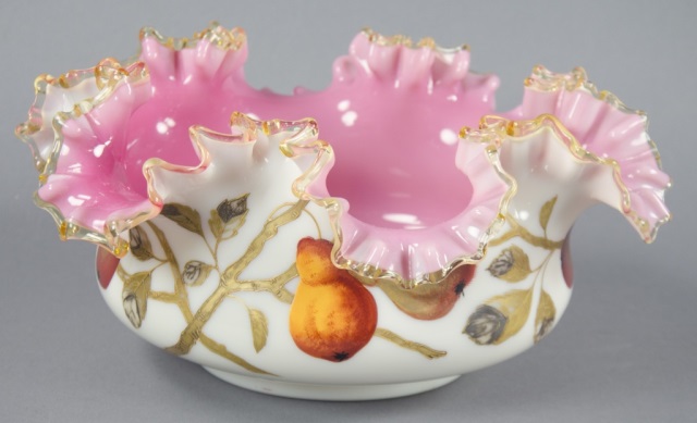 Appraisal: Decorated English Bride's Basket or Fruit BowlBy Thomas Webb Sons