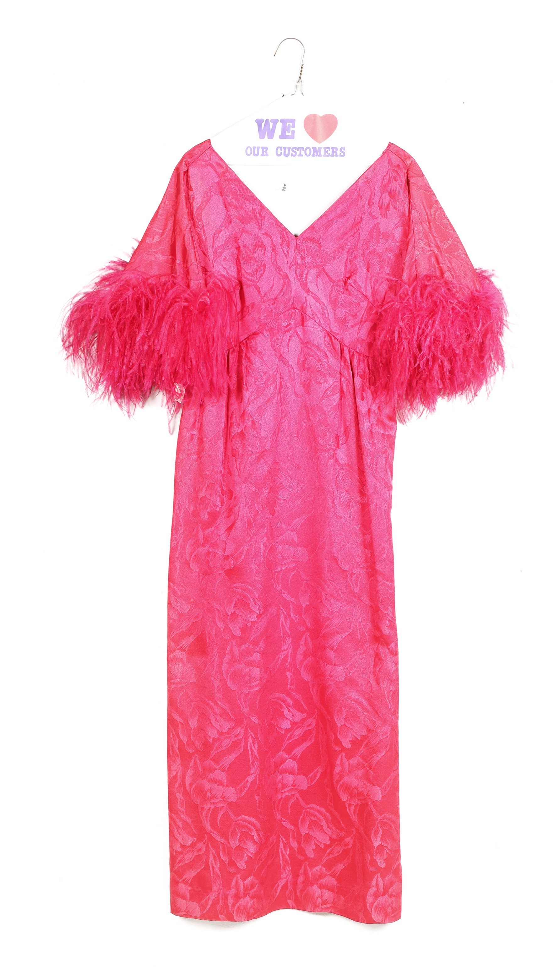 Appraisal: Magenta jacquard and marabou feather evening gown 's Kamore an