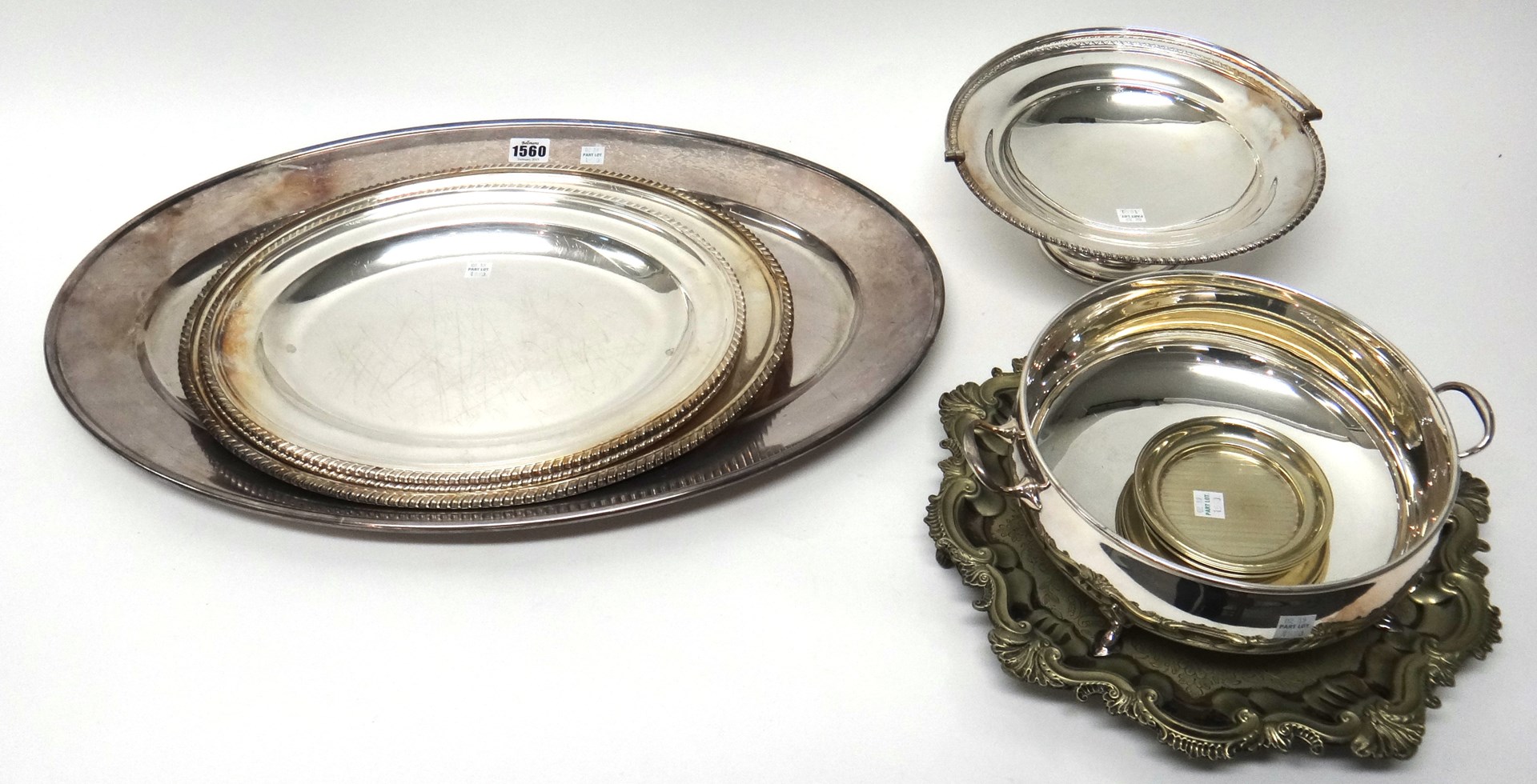 Appraisal: Plated wares comprising a large plain oval serving dish three