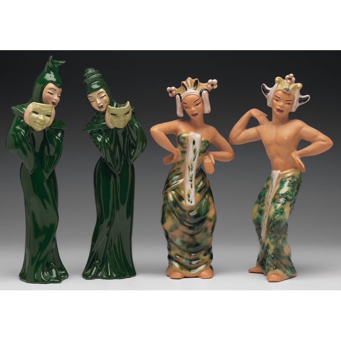 Appraisal: Ceramic Arts Studio Madison Wis figurines two ''Tragedy and ''Comedy